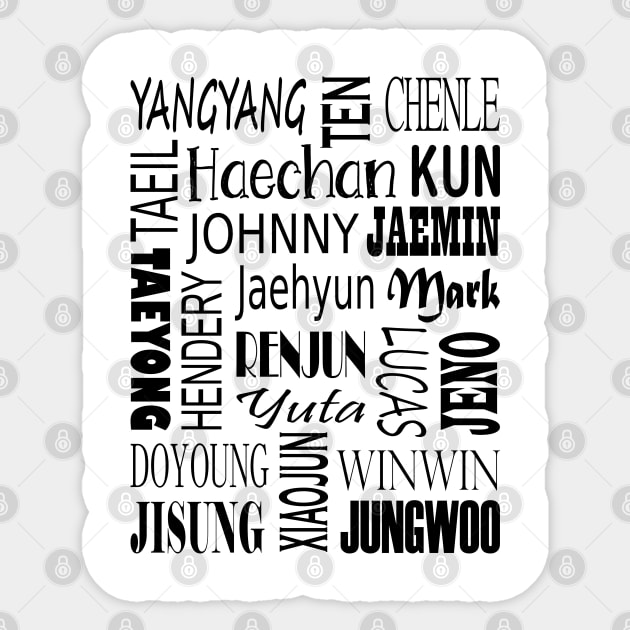 NCT NAMES COLLAGE BLACK Sticker by PLMSMZ